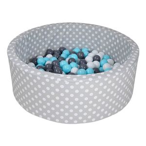 Knorrtoys Bällebad soft - "Grey white dots" - 300 balls creme/grey/lightblue