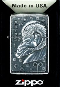 ZIPPO Feuerzeuge Feuerzeug Aries Emblem Brushed Chrome Größe