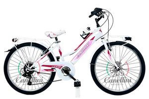 Dievča bicykel Horský Canellini LINCY 24" - 6 rýchlostí - Biela/Ružová