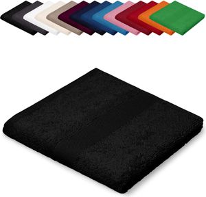 Saunatuch XXL 100x200 cm Saunalaken Strandtuch Saunahandtuch 100% Baumwolle Badelaken, Farbe: Schwarz