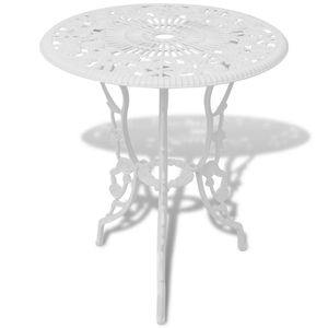 3-er Set Bistro-Set | Bistrotisch mit 2 Stühlen | Sitzgruppe Tischgruppe für Esszimmer Aluminiumguss Weiß #DE183898