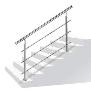 LZQ Edelstahl-Handlauf Geländer für Treppen Brüstung Balkon mit/ohne Querstreben (120cm, 3 Querstreben)