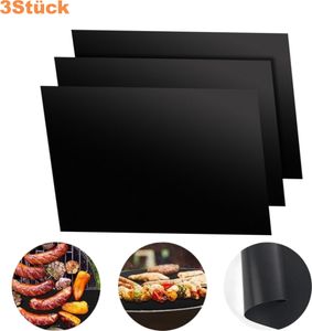 3er Set BBQ Grillmatte aus Teflon Antihaft Grillmatten zum Grillen Backen BBQ bis 500°F