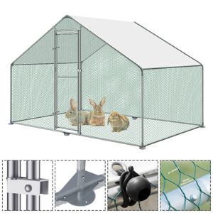 LZQ Outdoor Chicken Coop Chicken House Střecha drůbežárny Pozinkovaný ocelový rám s PE 3 x 2 x 2 m