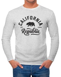 Herren Longsleeve California Republic Bär Langarmshirt Neverless® grau-melange M
