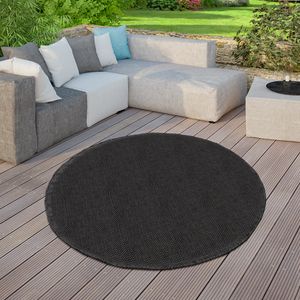 TT Home In-& Outdoorteppich Terrasse Küche Balkon Wetterbeständig Modern Unifarben Größe 160 cm Rund