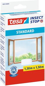 tesa Fliegengitter STANDARD für Fenster 1,50 m x 1,30 m weiß