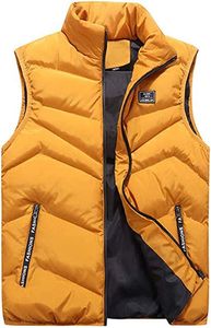 ASKSA Herren Steppweste mit Reißverschlusstaschen Daunenweste Body Warmer Outdoor Sport Winterweste, Gelb, XL