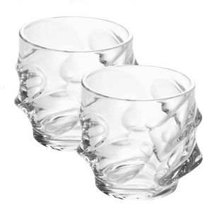 Intirilife 2x szklanka do whisky CRYSTAL CLEAR "SCULPTURED" - staromodne szkło kryształowe do whisky bezołowiowe w rzeźbiarskim stylu, nadające się do mycia w zmywarce, idealne do szkockiej, burbona, whisky i wielu innych.