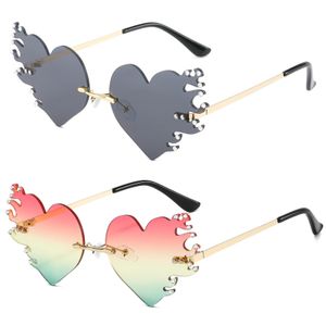 2 Stück Herz Sonnenbrille Damen Hippie Brille, Nette Prom Brille, Neuheit Herz Feuer Flamme Brillen, Herzförmige Sonnenbrille für Hippie Schick Kleid Zubehör, Rose Gold Rahmen