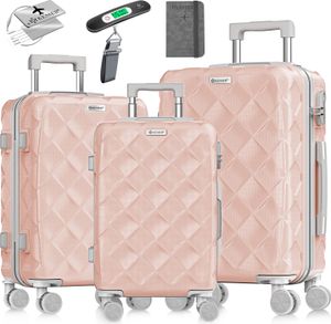 KESSER® Reisekoffer Set 3-teilig | Kofferset + Handgepäck | Trolley ABS Hartschalenkoffer mit Zahlenschloss, Kofferwaage & Reisebrieftasche 360 Rollen KESSER® Reisekoffer Set 3-teilig | Kofferset + Handgepäck | Trolley ABS Hartschalenkoffer mit Zahlenschloss, Kofferwaage & Reisebrieftasche 360 Rollen