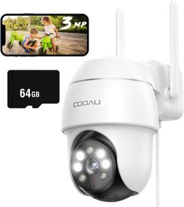 COOAU 2K WLAN Überwachungskamera Outdoor 360° CCTV IP Kamera Aussen mit Personen-/Fahrzeugerkennung, 24/7 Aufnahme, Farbige Nachtsicht