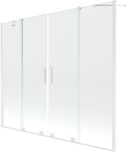 Mexen Velar Duo 2-Flügel-Badewannenwand Regulierbare 200 x 150 cm, transparent, Weiß - 896-200-000-02-20