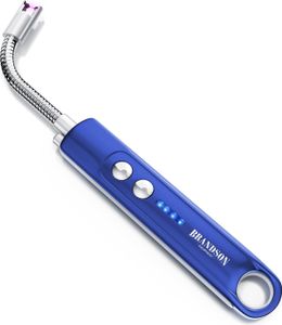 Brandson Lichtbogen Feuerzeug, Stabfeuerzeug, Feuerzeug elektrisch, USB Feuerzeug aufladbar, Kerzenanzünder mit LED Batteriestandsanzeige, für Küche, Kerzen, Gasherde, Grill