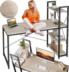 Biuro loft z półkami nowoczesne gamingowe industrialne składane dąb sonoma