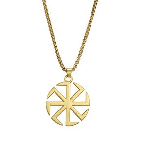 Angelhaken slawische Kolovrat Talisman Amulett Halskette heidnische Sonne Spinnrad Wachsschnur religiöse Kette Geschenk für Frau Schmuck