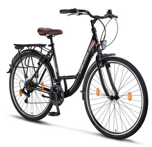 Chillaxx Bike Strada Premium City Bike in 26 und 28 Zoll - Fahrrad für Mädchen, Jungen, Herren und Damen - 21 Gang-Schaltung - Hollandfahrrad Citybike, Farbe:Schwarz V-Bremse, Größe:28 Zoll