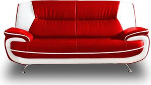 Emoebel24 Sofa 3-Sitzer  Couch Kunstleder ONYX 198x87x89 cm Kunstledersofa 3-er rot-weiss