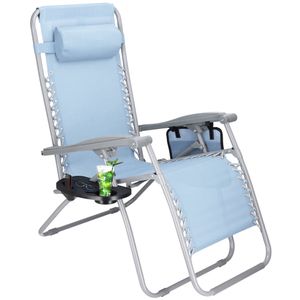 Springos® Liegestuhl mit Kopfstütze Fußableger Beistelltisch Hängetasche