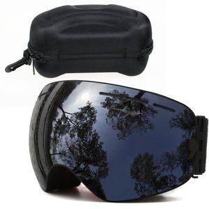 UV400 Männer Frauen Skibrille Brillen mit Anti-Beschlag Explosionssichere Doppelschicht Linse Brillenetui, Schwarz