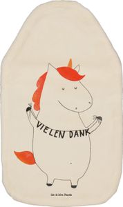 Mr. & Mrs. Panda Wärmflasche Einhorn Dankeschön - Weiß - Geschenk, Wärmflasche mit Bezug, Körnerkissen, Wärmekissen, Einhörner, Unicorn, Einhorn Deko, Kleine Wärmflasche