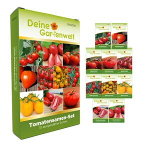 Tomatensamen Set - 10 Sorten Samen - Saatgut Sortiment - Anzuchtset für Tomatenpflanzen - Geschenkset - Stabtomaten, Balkontomaten, Flaschentomaten und mehr