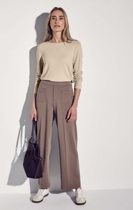 Street One Langarmshirt 'Shirt mit Rippstruktur', A322919, Baumwolle beige mel., Gr. 36