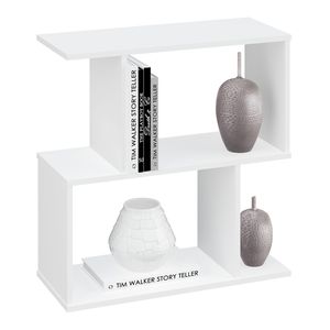 Polini Smart Standregal Bücherregal in S-Form 2 Fach 71,8 x 69,8 x 29 cm Weiß