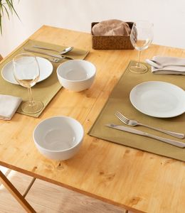 2er Set Platzdeckchen Monaco Gold - Platzsets - Kunstleder - Rechteck - Abwaschbar - 45x30cm
