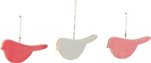 Manahee Design | Vogel-Hänger aus Mangoholz, Mehrfarbig, 7x16x2 cm | 3er-Set