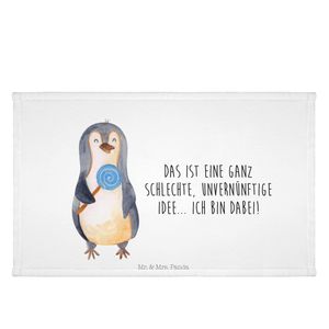 Mr. & Mrs. Panda Gäste Handtuch Pinguin Lolli - Weiß - Geschenk, Gästetuch, Süßigkeiten, Sport Handtuch, Kinder Handtuch, Reisehandtuch, Frottier, Gauner, Pinguine