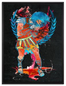 Roman Combat white Leinwand Leinwandbild 80x60 cm im Bilderahmen | Wandbild  | Schattenfugenrahmen | Kein Poster