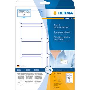 HERMA Namens-Etiketten SPECIAL 80 x 50 mm Acetat Seide blauer Rand 200 Etiketten