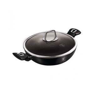 Berlingerhaus Becken Wok mit Deckel und Marmoroberfläche 30 cm Schwarz Silver Collection BH-7113