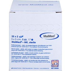 MaiMed Mullkompressen steril 8- lagig 50 Stück 5 cm x 5cm