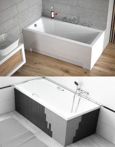 BADLAND Badewanne Rechteck Modern 170x70 mit Ablaufgarnitur, Füßen und Styroporverkleidung GRATIS
