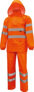 Arbeitsjacke Regenjacke + Regenhose Warnschutz-Regenanzug, Orange Größe XL