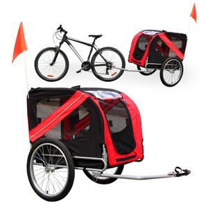 Wiltec Hunde Fahrradanhänger 220x700x78cm rot-schwarz mit Sicherheitsdrehkupplung, Lastenanhänger mit Fliegengitter & Regenschutz