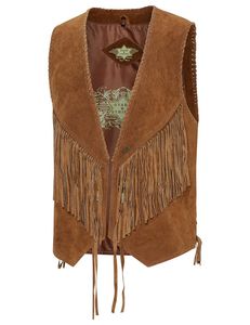 Herren Western Weste Cowboy Biker Leder »W-35« Braun