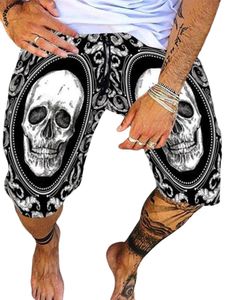 Klassische Passform für Herren  mittellange Hose  Workout  lässig  Totenkopf-Print,Farbe: Schwarz Nr. 2,Größe:M