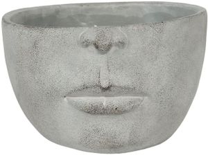 Clayre & Eef Blumentopf 24x23x15 cm Grau Stein Rund Gesicht