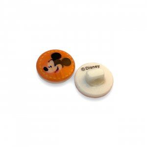 Kinderknopf Öse Disney Mickey orangefarbener Grund, 12 mm