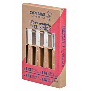 Opinel Kitchen Essentials - Súprava nožov a škrabiek - 4 kusy - Žltá až ružová farba s malými tmavými čiarami