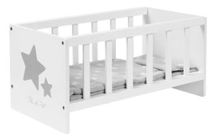 ELLA & PIET® Puppenbett SLEEPY mit Sternchen aus Holz (Weiß-Grau)