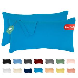 Jersey Kissenbezug 2er Set 40x80 cm 100% Baumwolle Dunkelturkis