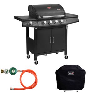 TAINO RED 4+1 Brenner Gasgrill Abdeckung Set Gasregler BBQ Zubehör Cover