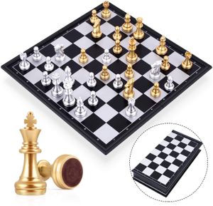 Schachspiel Magnetischem Einklappbar Schachbrett Schach für Kinder ab 6 Jahre und Erwachsene-Gold und Silber