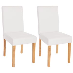 sada 2 jídelních židlí Kuchyňská židle Littau  Umělá kůže, bílý mat, světlé nohy