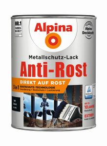 Alpina Metallschutz-Lack Anti-Rost 2,5 L schwarz matt