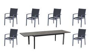 Tischgruppe NEREA, 7 teilig, Aluminium, dunkelgrau